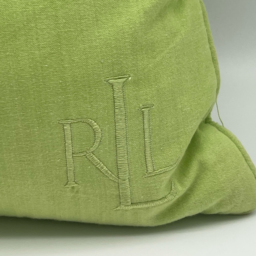 Ralph Lauren Lime Green Down Fill Accent Throw Pillow Monogram RLL 18x18 - Picture 1 of 7